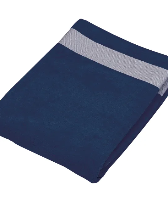 K118 - Fluwelen Strandlaken Navy / White