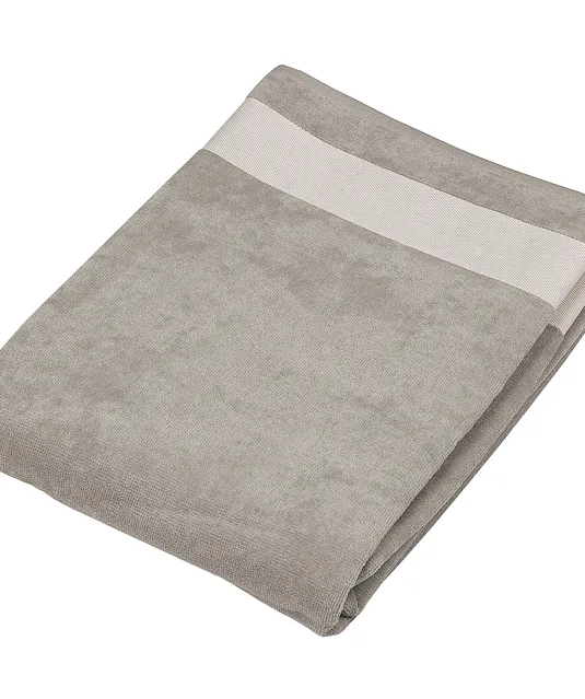 K118 - Fluwelen Strandlaken Light Grey / White