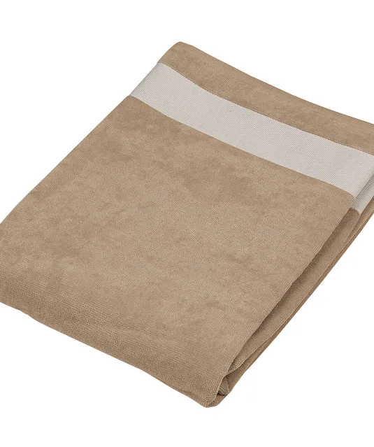 K118 - Fluwelen Strandlaken Beige / White