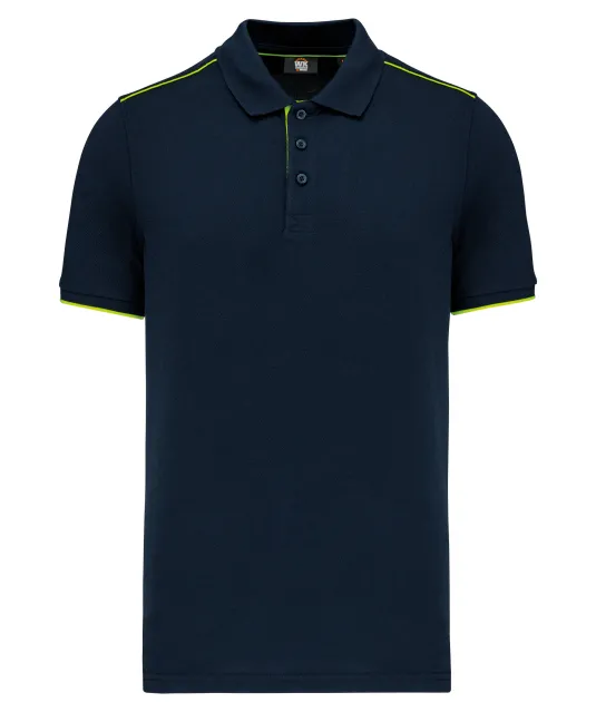 WK270 - Contrasterende polo Day To Day korte mouwen Navy / Fluorescent Yellow