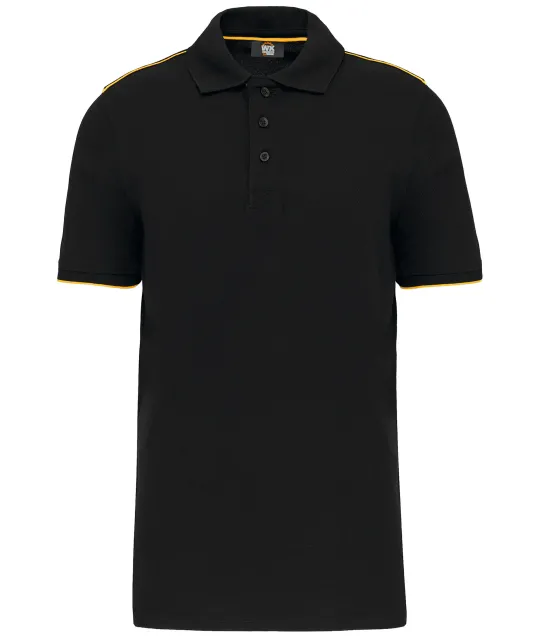 WK270 - Contrasterende polo Day To Day korte mouwen Black / Yellow