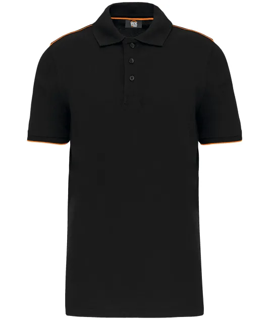 WK270 - Contrasterende polo Day To Day korte mouwen Black / Orange