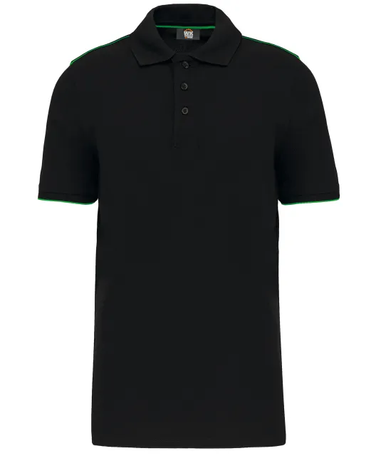 WK270 - Contrasterende polo Day To Day korte mouwen Black / Kelly Green