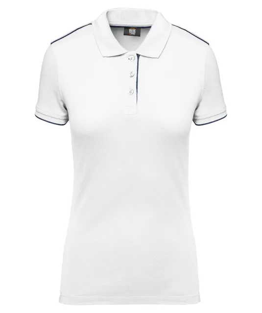 WK271 - Contrasterende damespolo Day To Day korte mouwen White / Navy