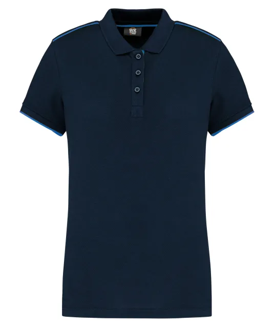 WK271 - Contrasterende damespolo Day To Day korte mouwen Navy / Light Royal Blue