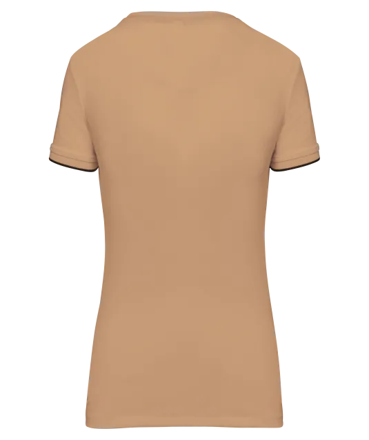 WK3021 - Dames-T-shirt Day To Day korte mouwen Camel / Black
