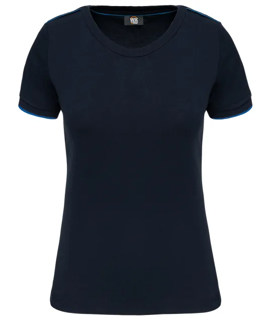 WK3021 - Dames-t-shirt Day To Day korte mouwen Navy / Light Royal Blue