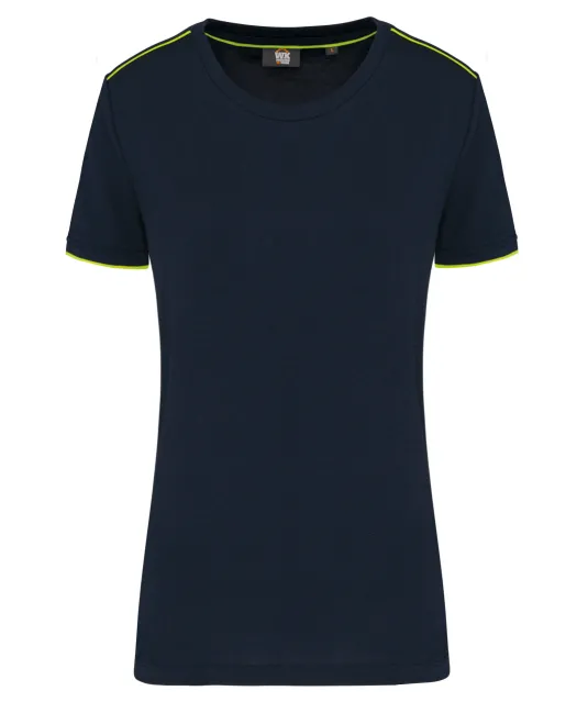 WK3021 - Dames-t-shirt Day To Day korte mouwen Navy / Fluorescent Yellow