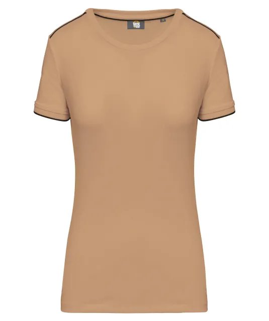 WK3021 - Dames-t-shirt Day To Day korte mouwen Camel / Black