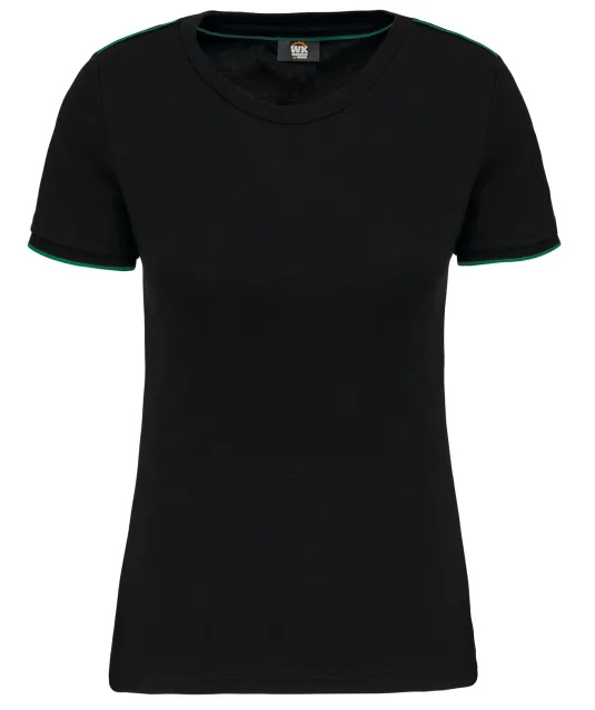 WK3021 - Dames-t-shirt Day To Day korte mouwen Black / Kelly Green