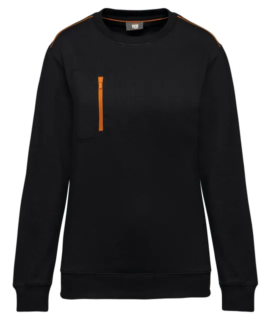 WK403 - Day To Day unisex sweater met zip contrasterende zak Black / Orange