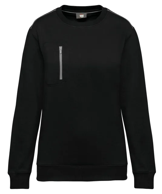 WK403 - Day To Day unisex sweater met zip contrasterende zak Black / Silver