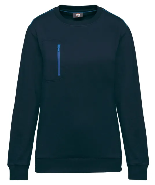 WK403 - Day To Day unisex sweater met zip contrasterende zak Navy / Royal Blue