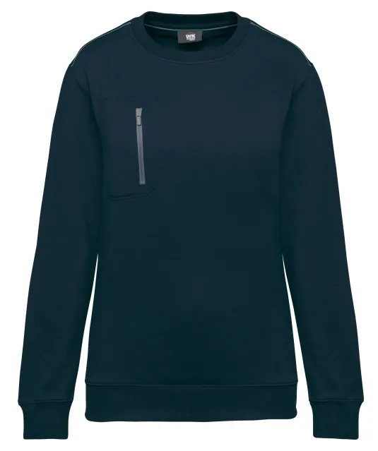 WK403 - Day To Day unisex sweater met zip contrasterende zak Navy / Silver
