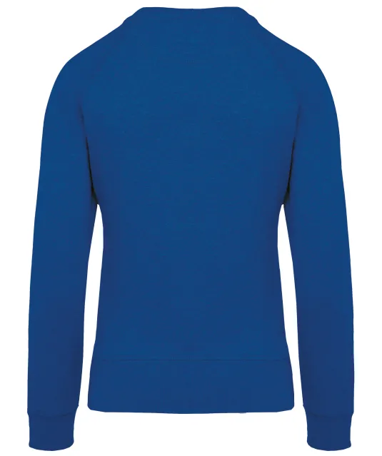 K481 - Damessweater BIO ronde hals raglanmouwen Ocean Blue Heather