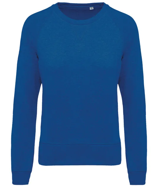 K481 - Damessweater BIO ronde hals raglanmouwen Ocean Blue Heather
