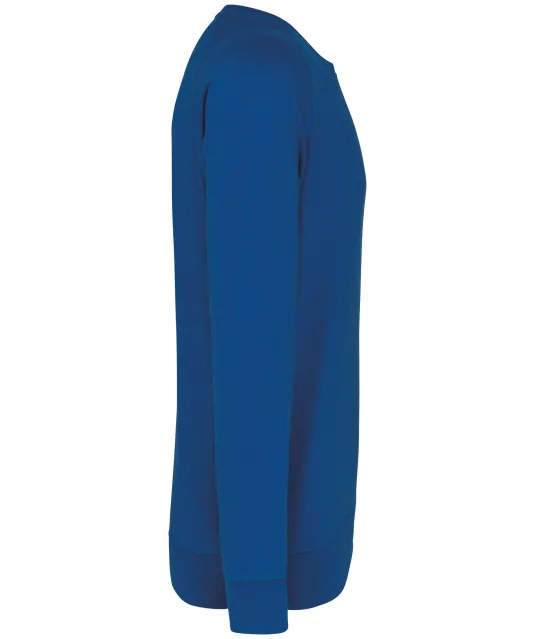 K480 - Herensweater BIO ronde hals raglanmouwen Ocean Blue Heather