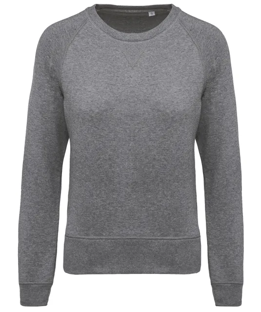 K481 - Damessweater BIO ronde hals raglanmouwen Grey Heather