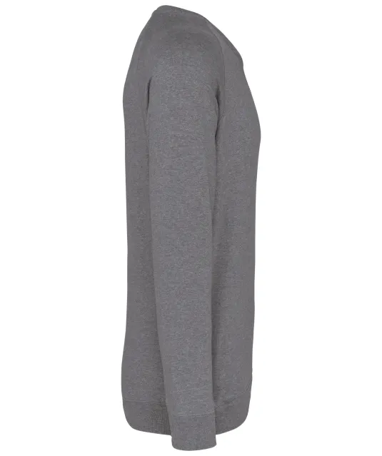 K480 - Herensweater BIO ronde hals raglanmouwen Grey Heather
