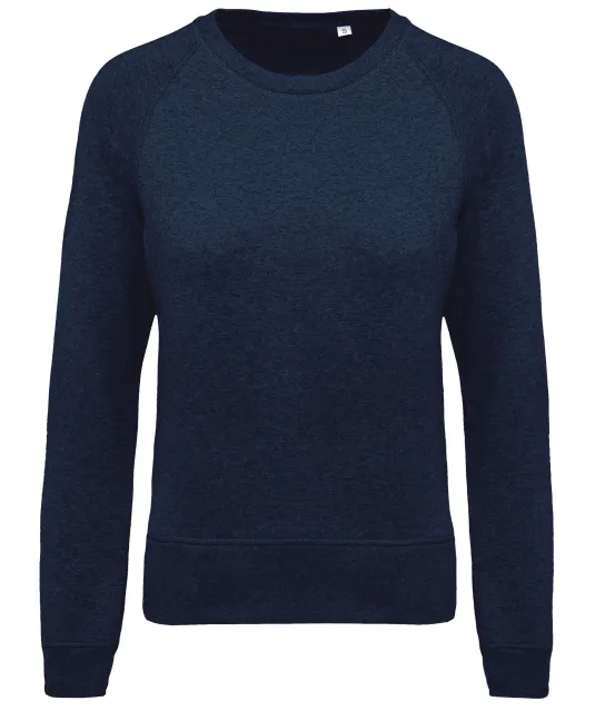 K481 - Damessweater BIO ronde hals raglanmouwen French Navy Heather