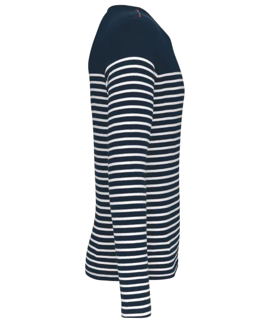 K366 - Gestreept heren-t-shirt lange mouwen Navy / White Stripes