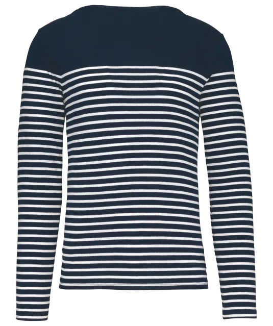 K366 - Gestreept heren-t-shirt lange mouwen Navy / White Stripes