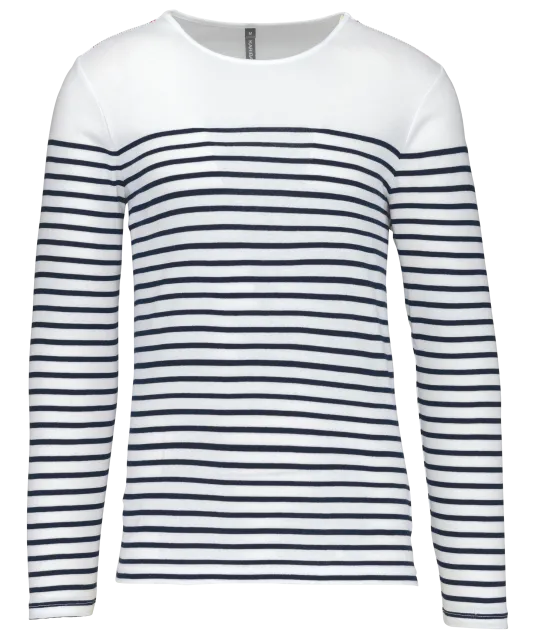 K366 - Gestreept heren-t-shirt lange mouwen White / Navy Stripes