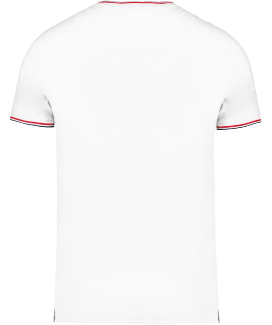 K374 - Heren-t-shirt piqué V-hals White / Navy / Red