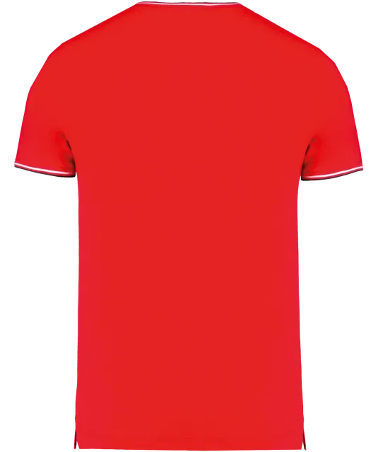 K374 - Heren-t-shirt piqué V-hals Red / Navy / White