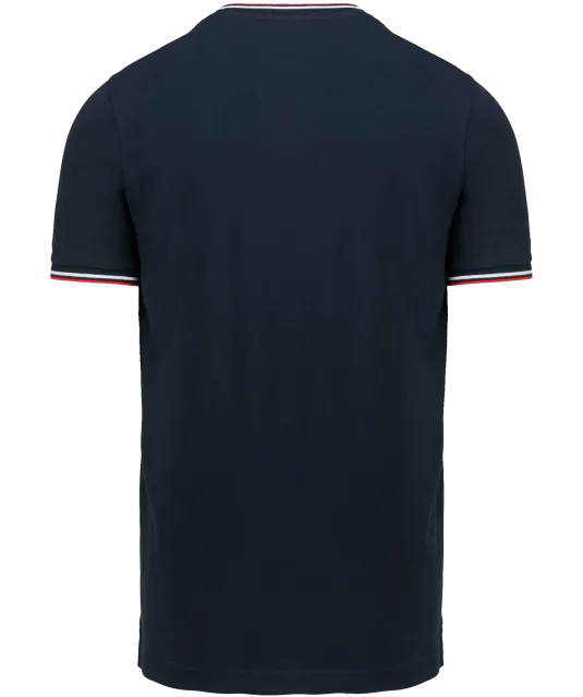 K374 - Heren-t-shirt piqué V-hals Navy / Red / White