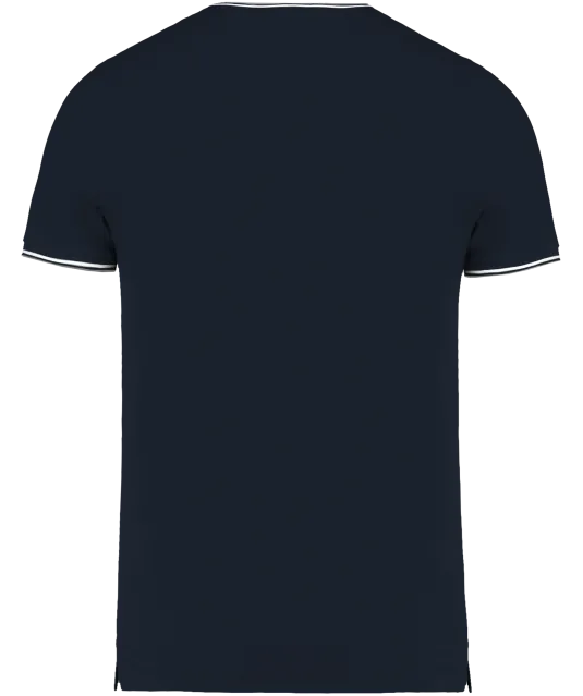 K374 - Heren-t-shirt piqué V-hals Navy / Light Grey / White