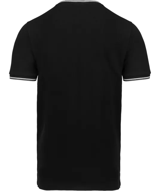 K374 - Heren-t-shirt piqué V-hals Black / Light Grey / White