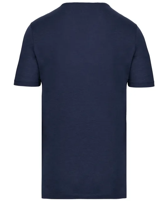 K398 - Bio T-shirt kraag met onafgewerkte rand korte mouwen Navy