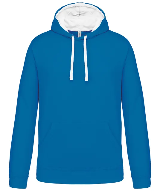 K446 - Sweater met contrasterende capuchon Tropical Blue / White