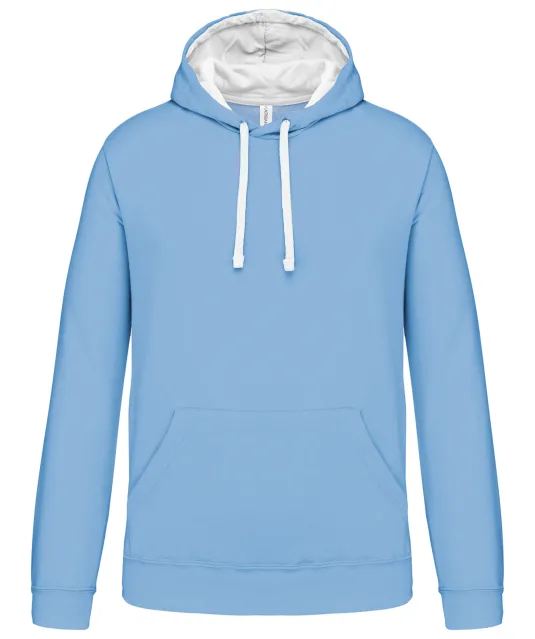K446 - Sweater met contrasterende capuchon Sky Blue / White