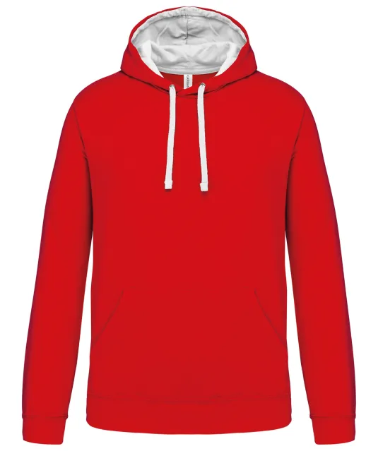 K446 - Sweater met contrasterende capuchon Red / White