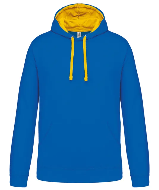 K446 - Sweater met contrasterende capuchon Light Royal Blue / Yellow