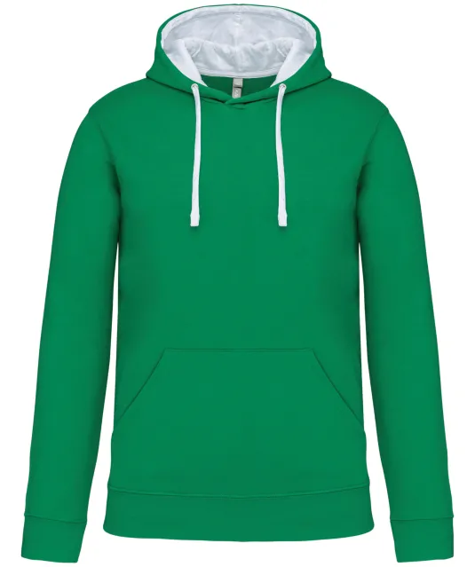 K446 - Sweater met contrasterende capuchon Light Kelly Green / White