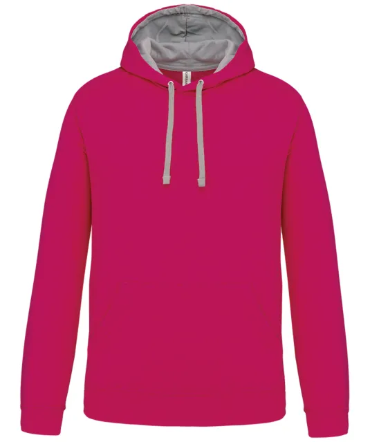 K446 - Sweater met contrasterende capuchon Fuchsia / Fine Grey