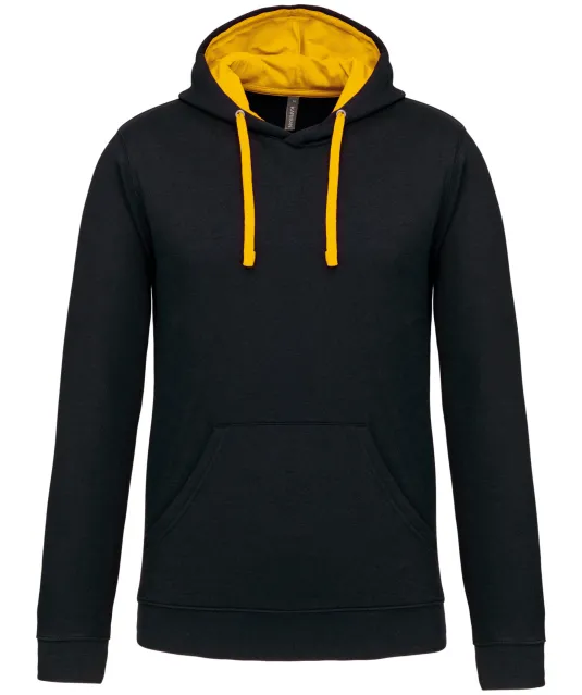 K446 - Sweater met contrasterende capuchon Black / Yellow