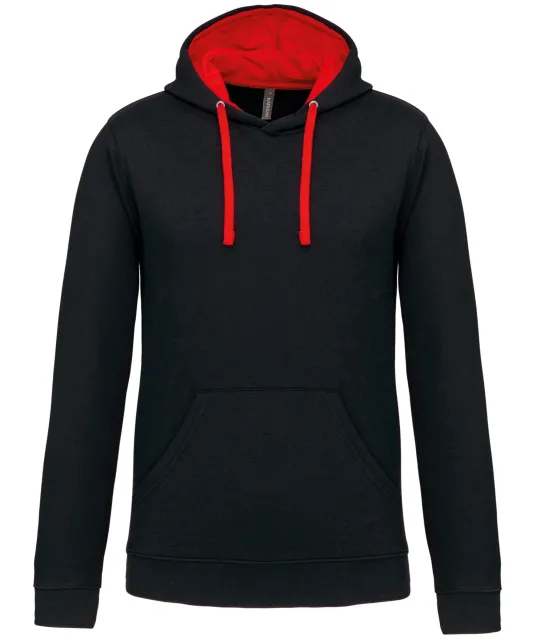 K446 - Sweater met contrasterende capuchon Black / Red