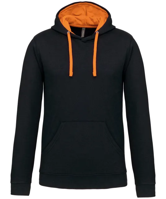 K446 - Sweater met contrasterende capuchon Black / Orange