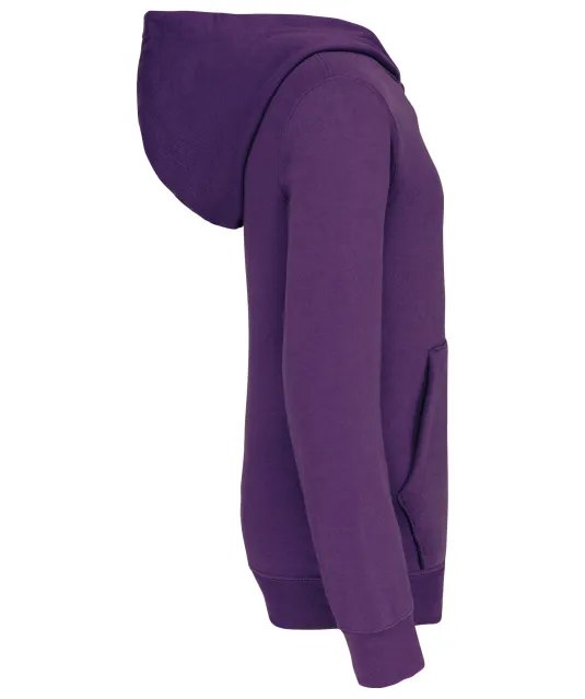 K453 - Kinder Sweater met gecontrasteerde capuchon Purple / Oxford Grey