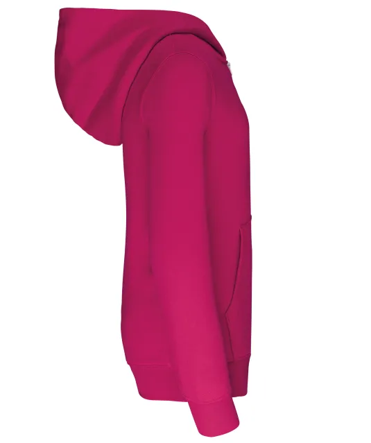 K453 - Kinder Sweater met gecontrasteerde capuchon Fuchsia / Fine Grey