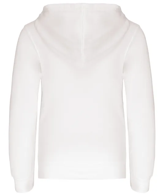 K453 - Kinder Sweater met gecontrasteerde capuchon White / Fine Grey