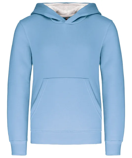 K453 - Kinder Sweater met gecontrasteerde capuchon Sky Blue / White