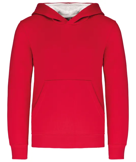 K453 - Kinder Sweater met gecontrasteerde capuchon Red / White