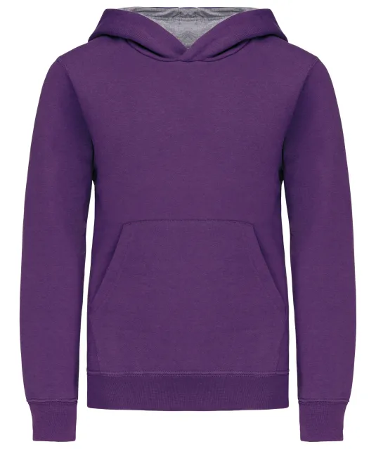 K453 - Kinder Sweater met gecontrasteerde capuchon Purple / Oxford Grey