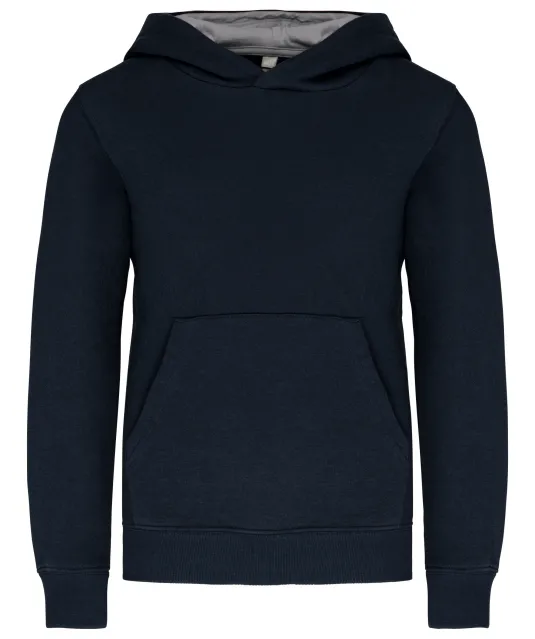 K453 - Kinder Sweater met gecontrasteerde capuchon Navy / Fine Grey