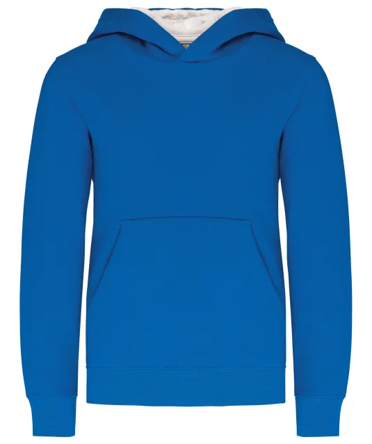 K453 - Kinder Sweater met gecontrasteerde capuchon Light Royal Blue / White